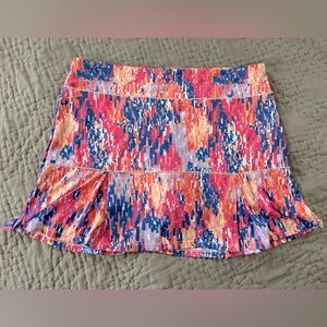 Reel Legends Beachcomber Pink Blue Abstract Mini Skort Size Large Built-In Short